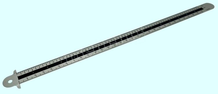 Typometer - aus Stahl 30 cm, mit Anschlag